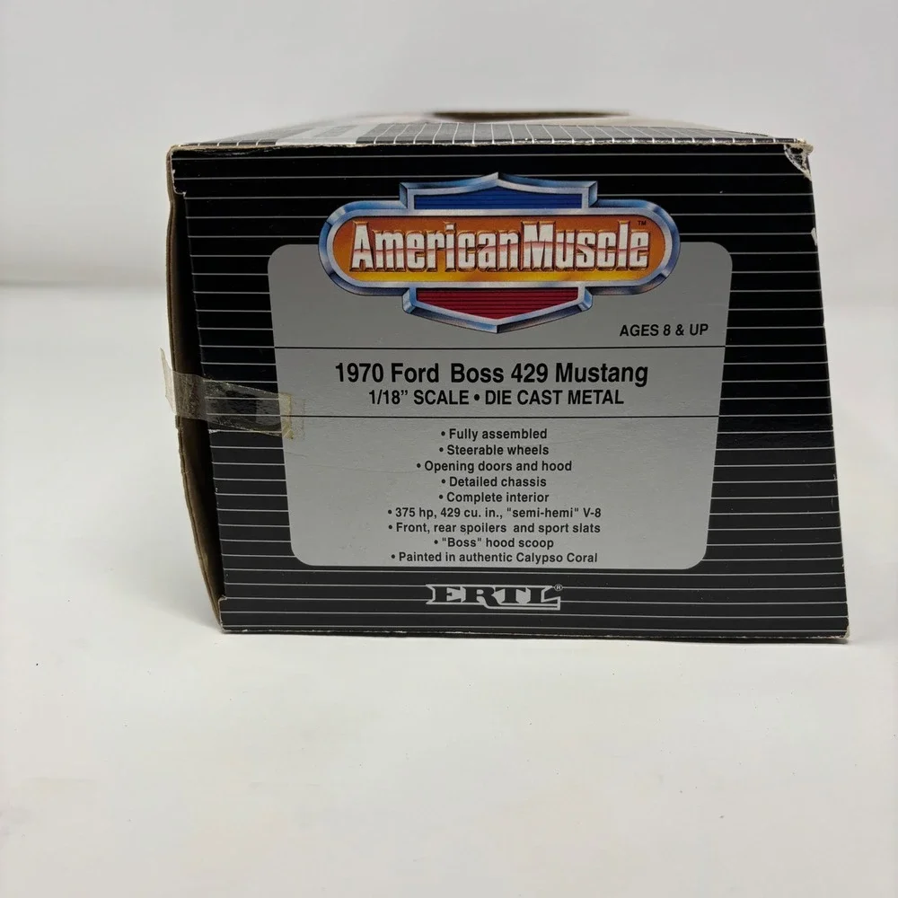 VTG 1970 Ford Boss 429 Mustang Orange 1:18 ERTL American Muscle Diecast Open Box